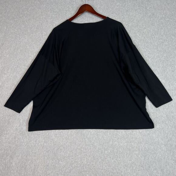 Eskandar Black Henley Long Sleeve 100% Pima Cotton Boxy Shirt One Size - Picture 5 of 7